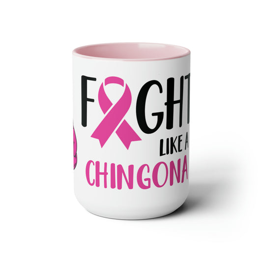 Fight like a Chingona. Two-Tone Coffee Mugs, 15oz