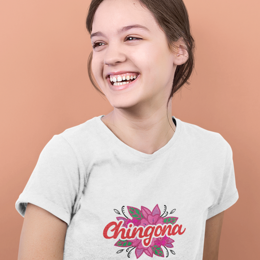 Chingona Flower. Ladies' V-Neck T-Shirt