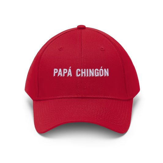 Papá Chingón. White. Unisex Twill Hat