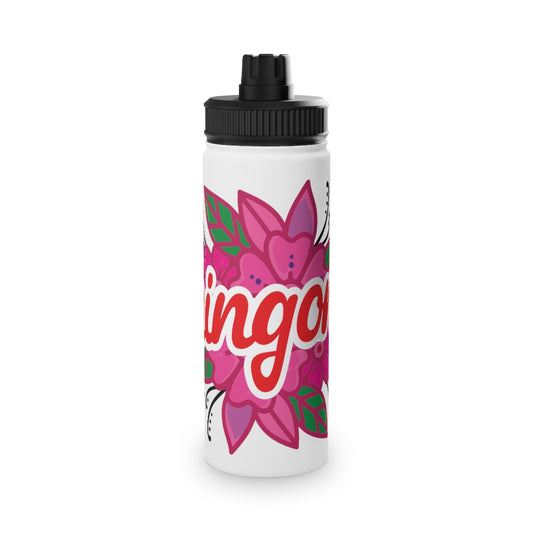 Chingona Flower. Stainless Steel Water Bottle, Sports Lid